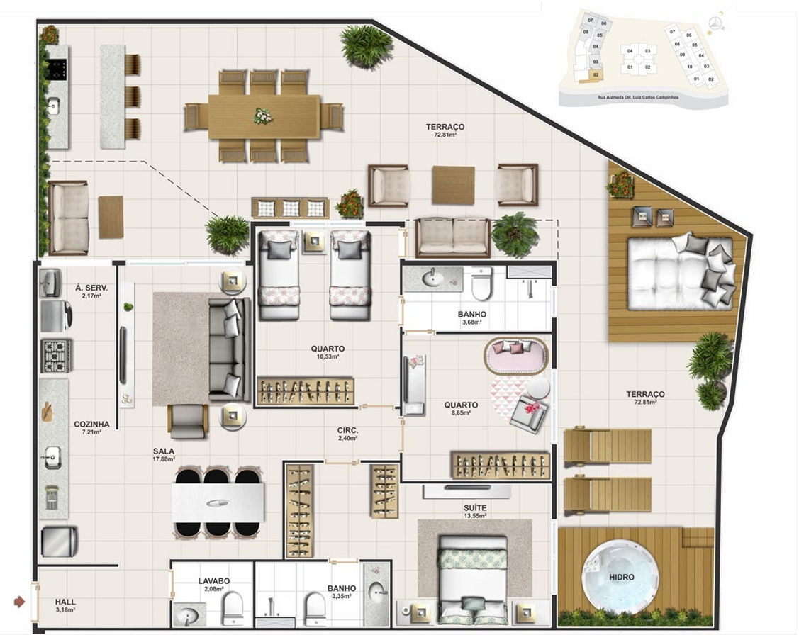 Planta 164 m² — Torre Norte · Un. 306